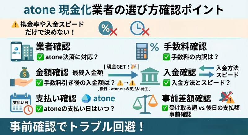 atone現金化で業者を選ぶポイント