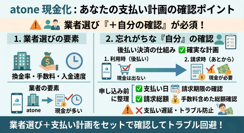 atone現金化を申し込む前に確認すべきポイント