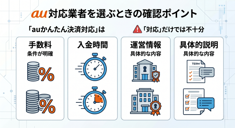 auかんたん決済現金化の業者選びのポイント