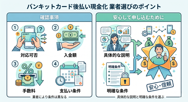 バンキッドカード現金化業者選びのポイント