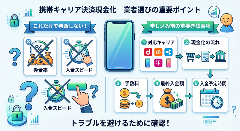 キャリア決済現金化の業者を選ぶポイント
