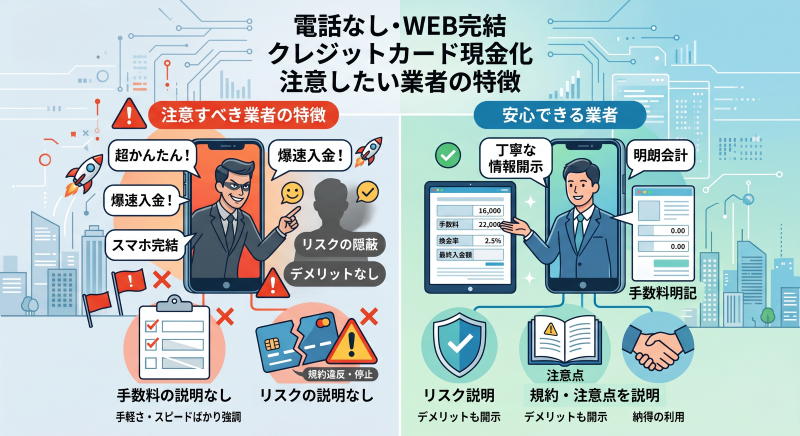 クレジットカード現金化電話なし業者を選ぶ際に避けた方がいい業者