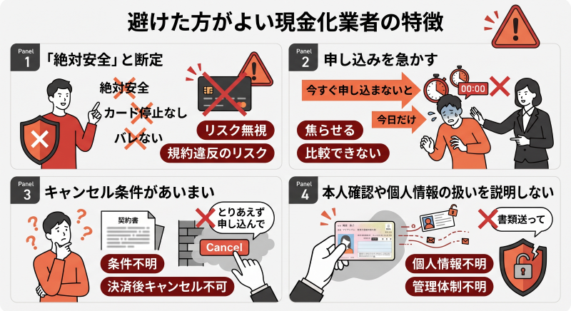 クレジットカード現金化で避けた方がいい危険な業者の特徴