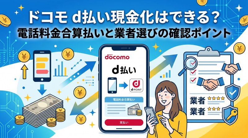 ドコモ d払い現金化はできる？電話料金合算払いと業者選びの確認ポイント