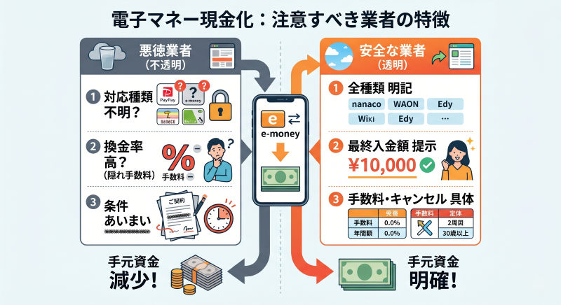 電子マネー現金化で注意したい業者の特徴