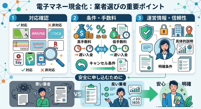電子マネー現金化について業者選びのポイント