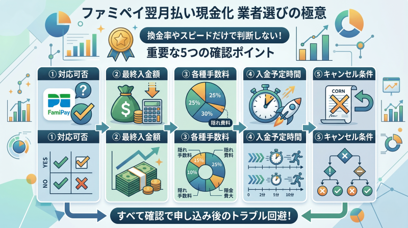 ファミペイ翌月払い現金化で業者を選ぶときのポイント