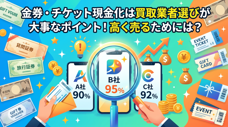 金券・チケット現金化は買取業者選びが大事なポイント！高く売るためには？
