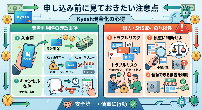 Kyash現金化を申し込む前の注意点