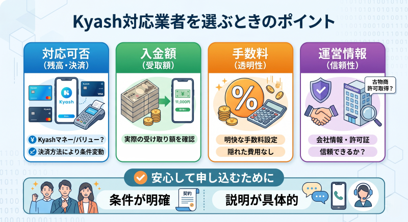 Kyash現金化に対応している業者を選ぶポイント