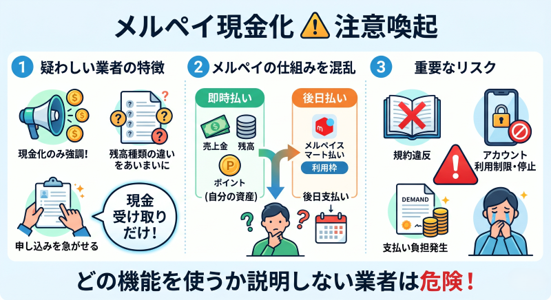 メルペイ現金化で避けた方がいい業者の特徴