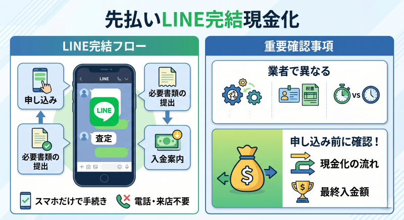 先払いLINE完結現金化の流れ