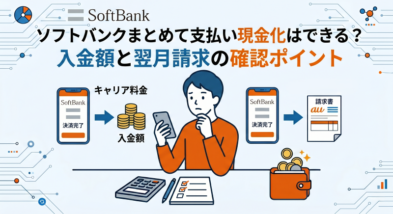 ソフトバンクまとめて支払い現金化はできる？入金額と翌月請求の確認ポイント