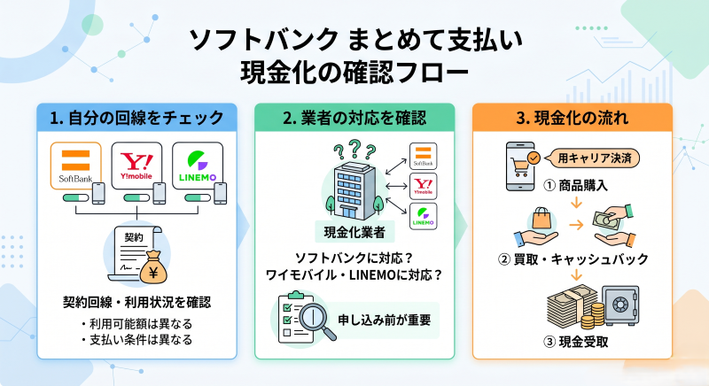 ソフトバンクまとめて支払い現金化の流れ